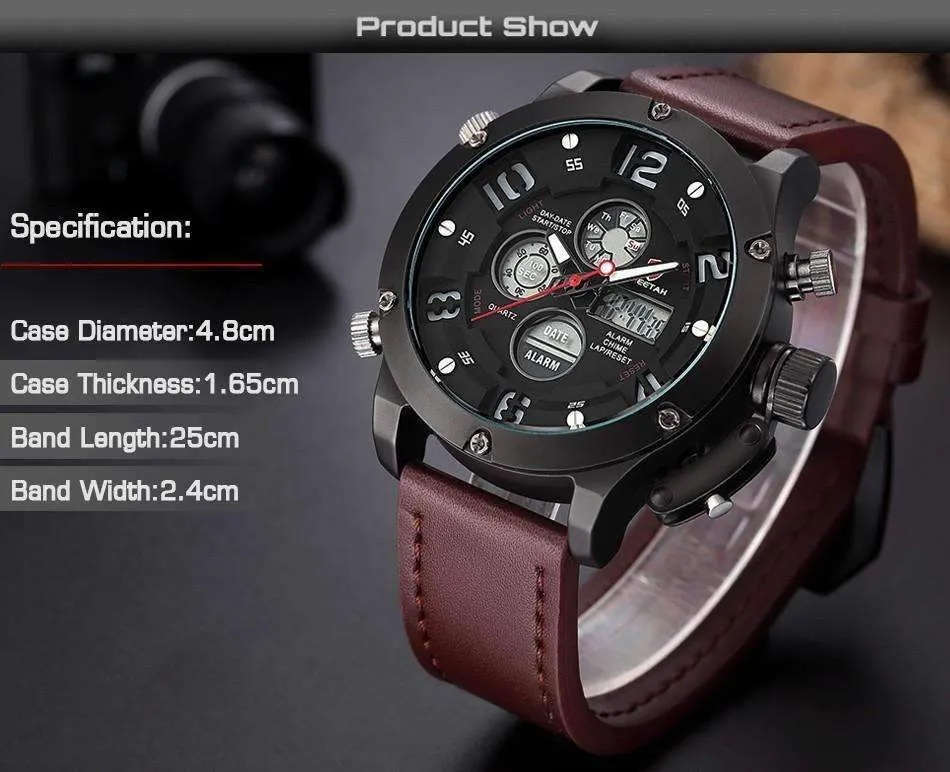 Luxurious Genuine Leather Deluxe Military Watch