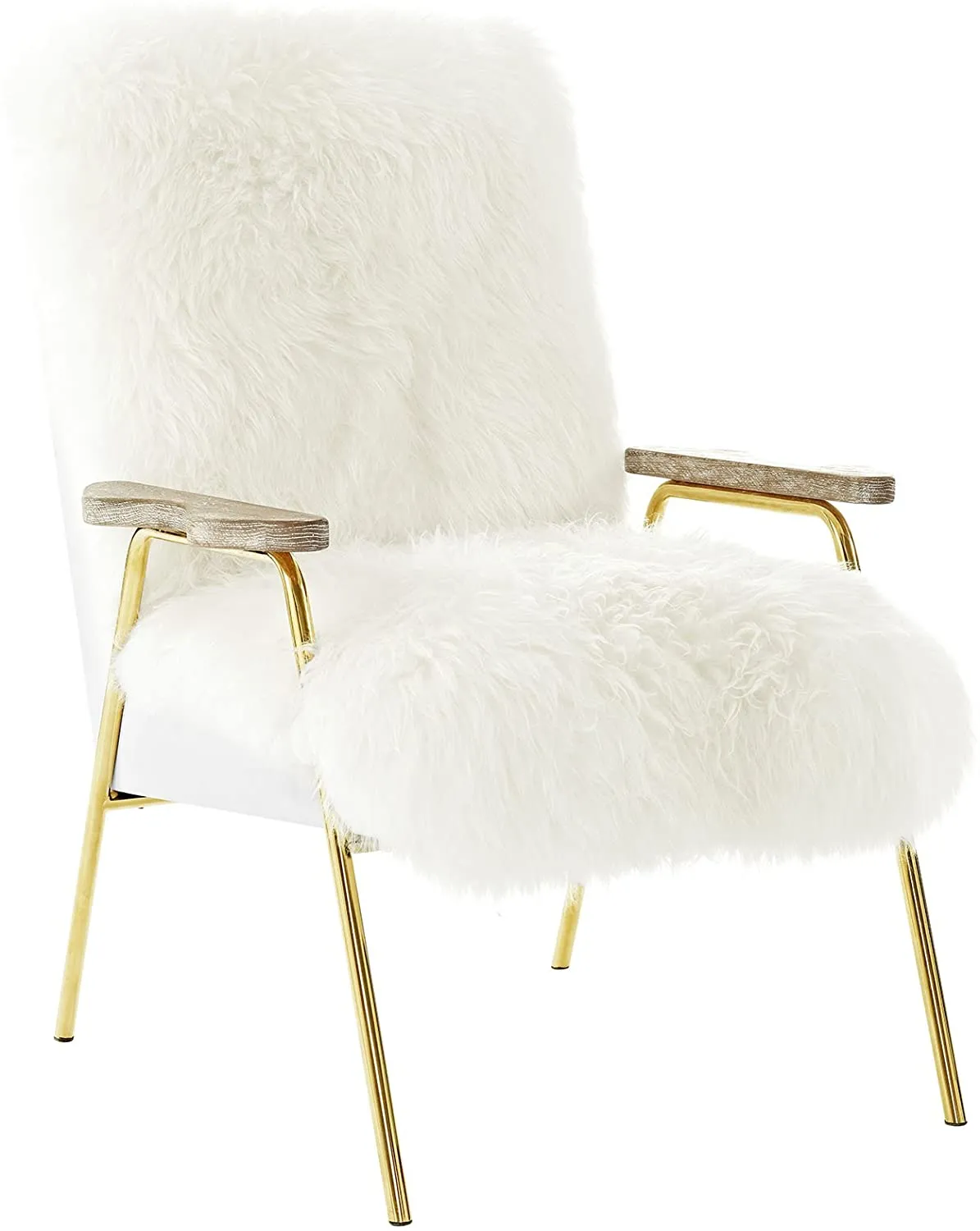 Luxurious Sheepskin Wool Accent Lounge Arm Chair