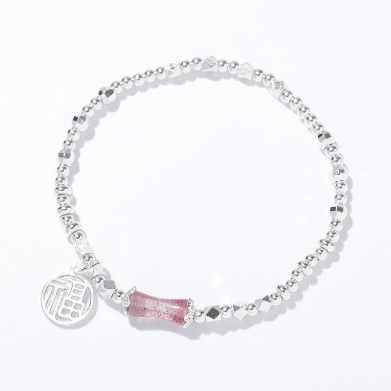 Luxurious Sterling Silver Crystal Beaded Bracelet