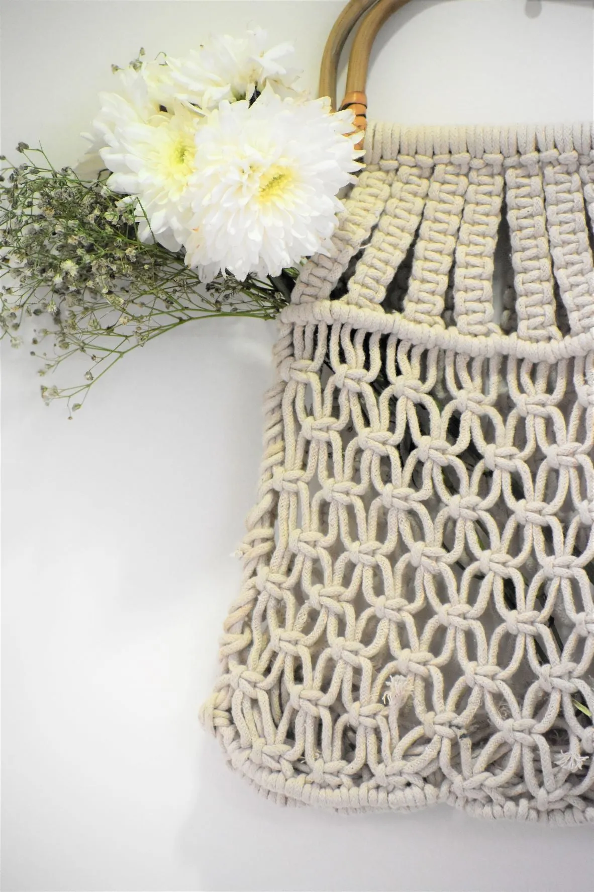 Macrame Wooden Handle Bag