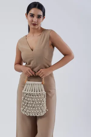 Macrame Wooden Handle Bag
