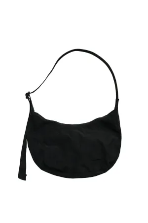 Medium Nylon Crescent Bag in Black