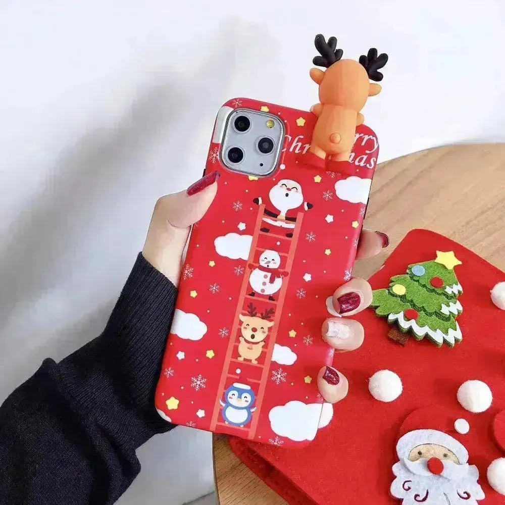 Merry Snowflakes Santa Deer Christmas-themed phone case