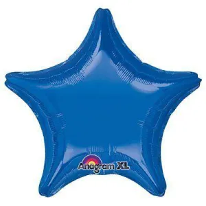 Metallic Dark Blue Star Shaped Foil Balloon - 45cm