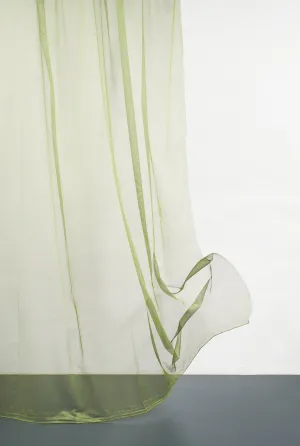 Metallic Sheer Curtains "Glamorous" in Green Color