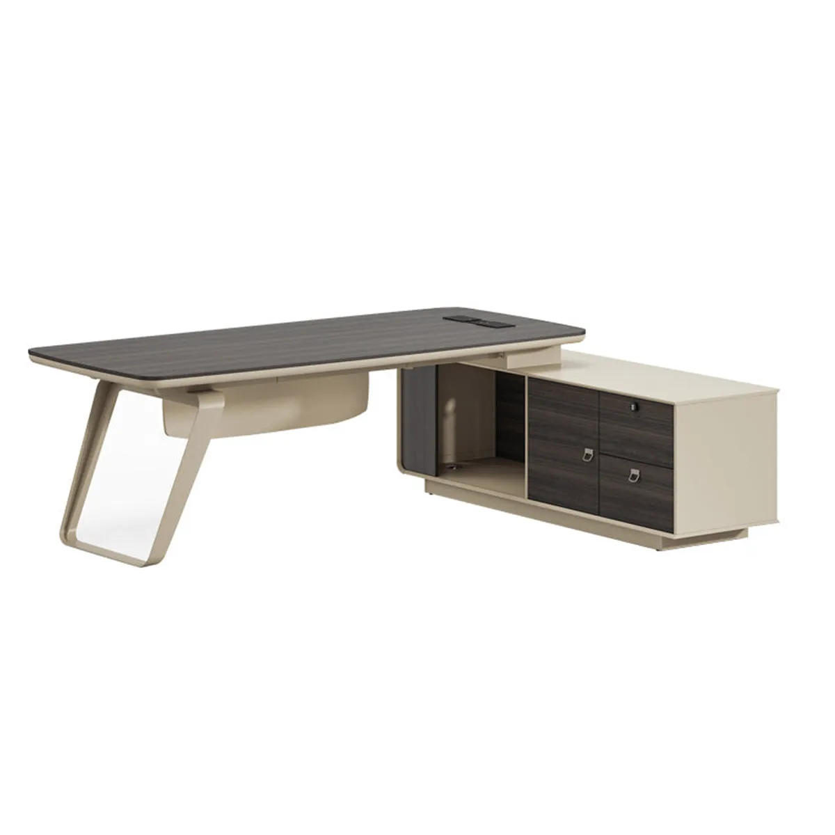 Minimalist and Practical Executive Desk with Privacy Panel Design