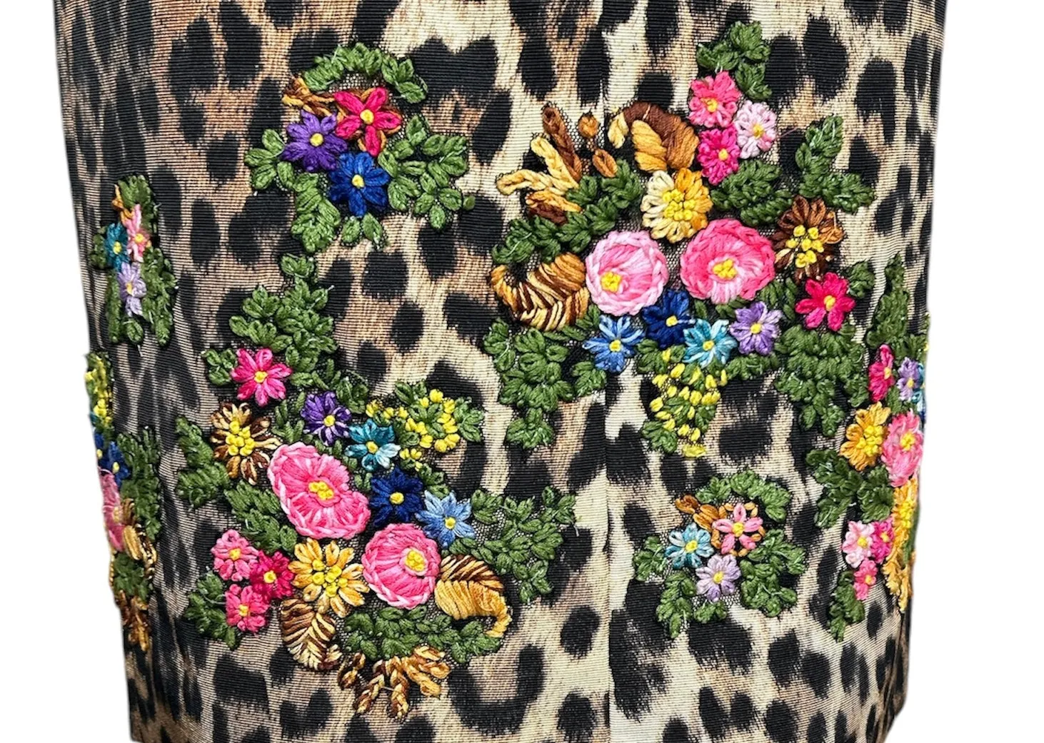 Moschino Cheap & Chic Leopard Print Dress with Embroidered Florals