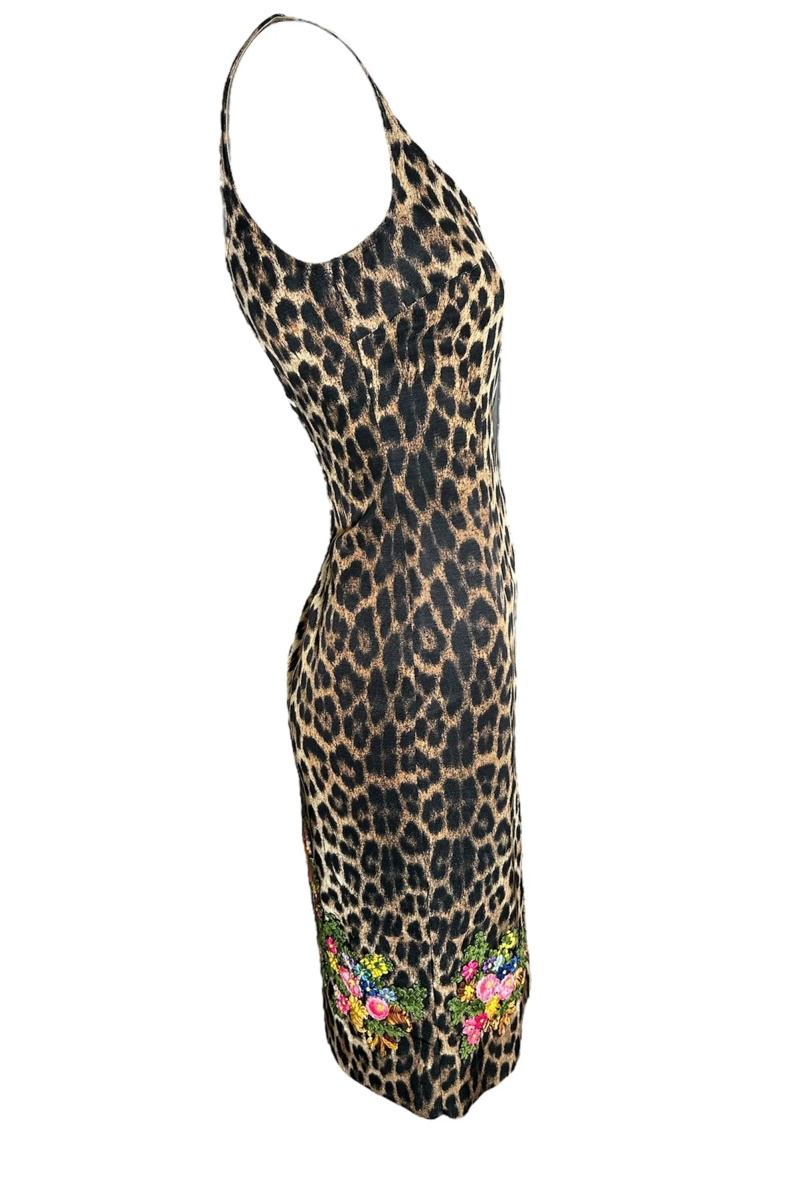 Moschino Cheap & Chic Leopard Print Dress with Embroidered Florals
