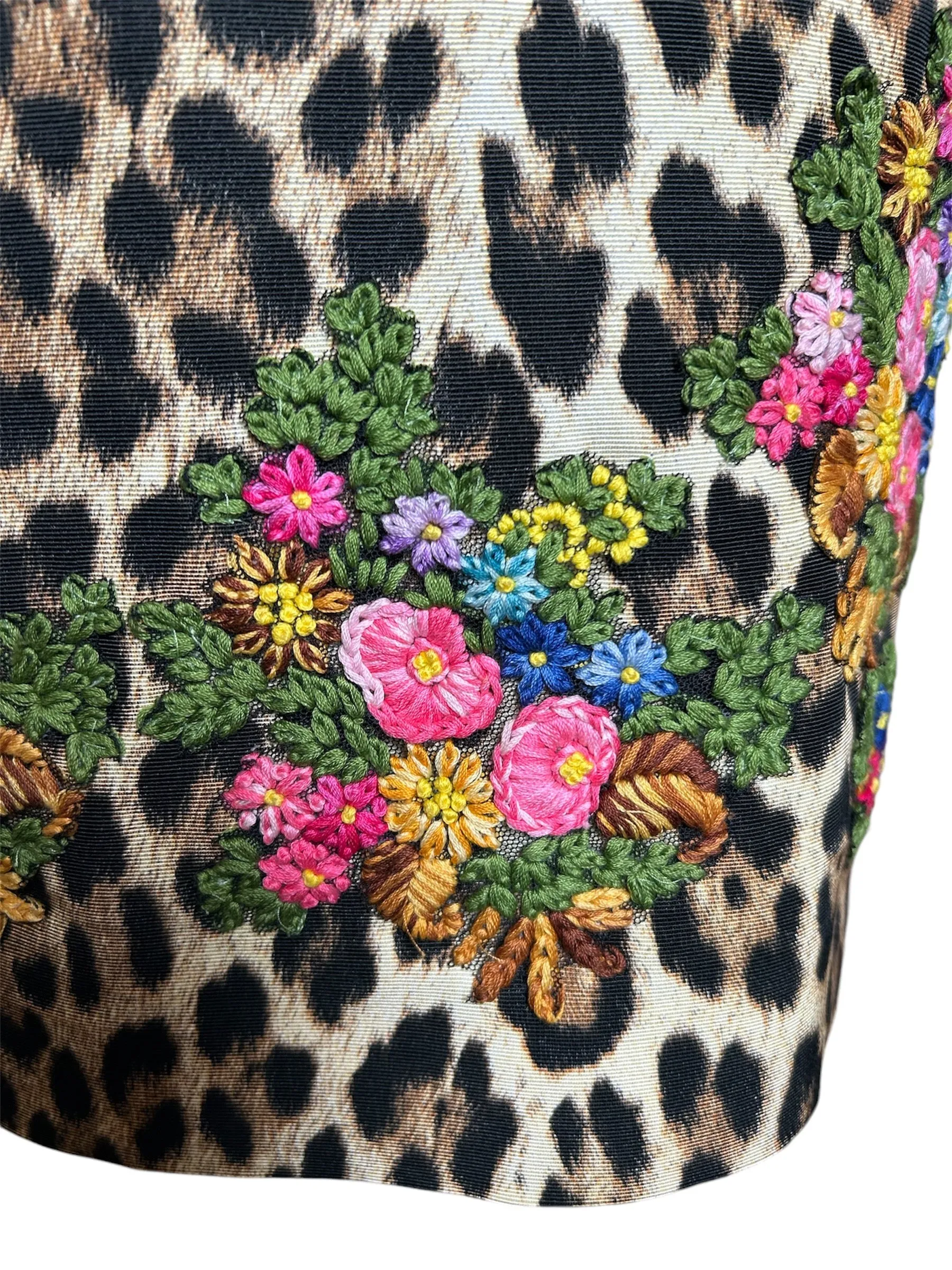 Moschino Cheap & Chic Leopard Print Dress with Embroidered Florals