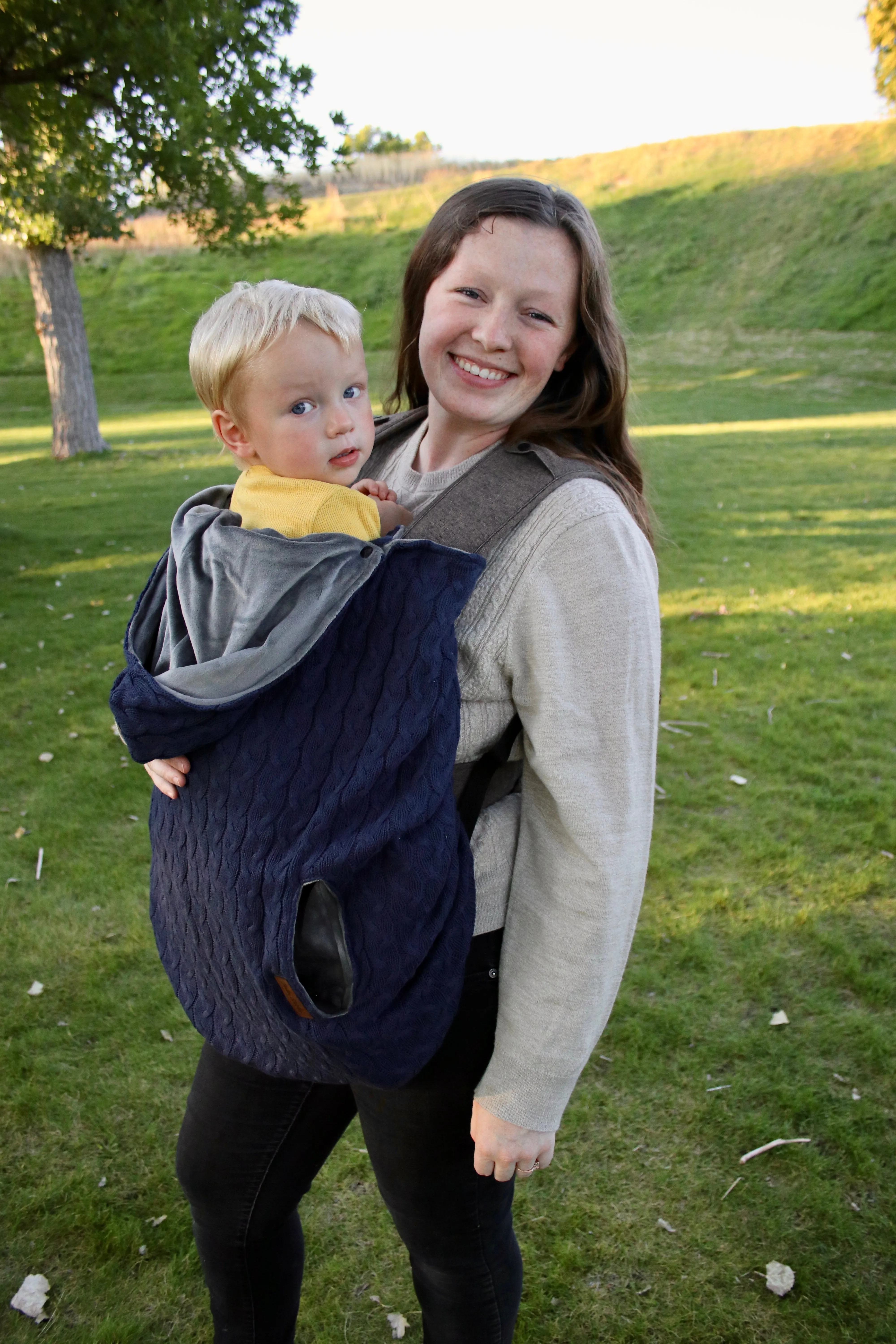 Navy Cable Knit - Sweater Knit Carrier Cover
