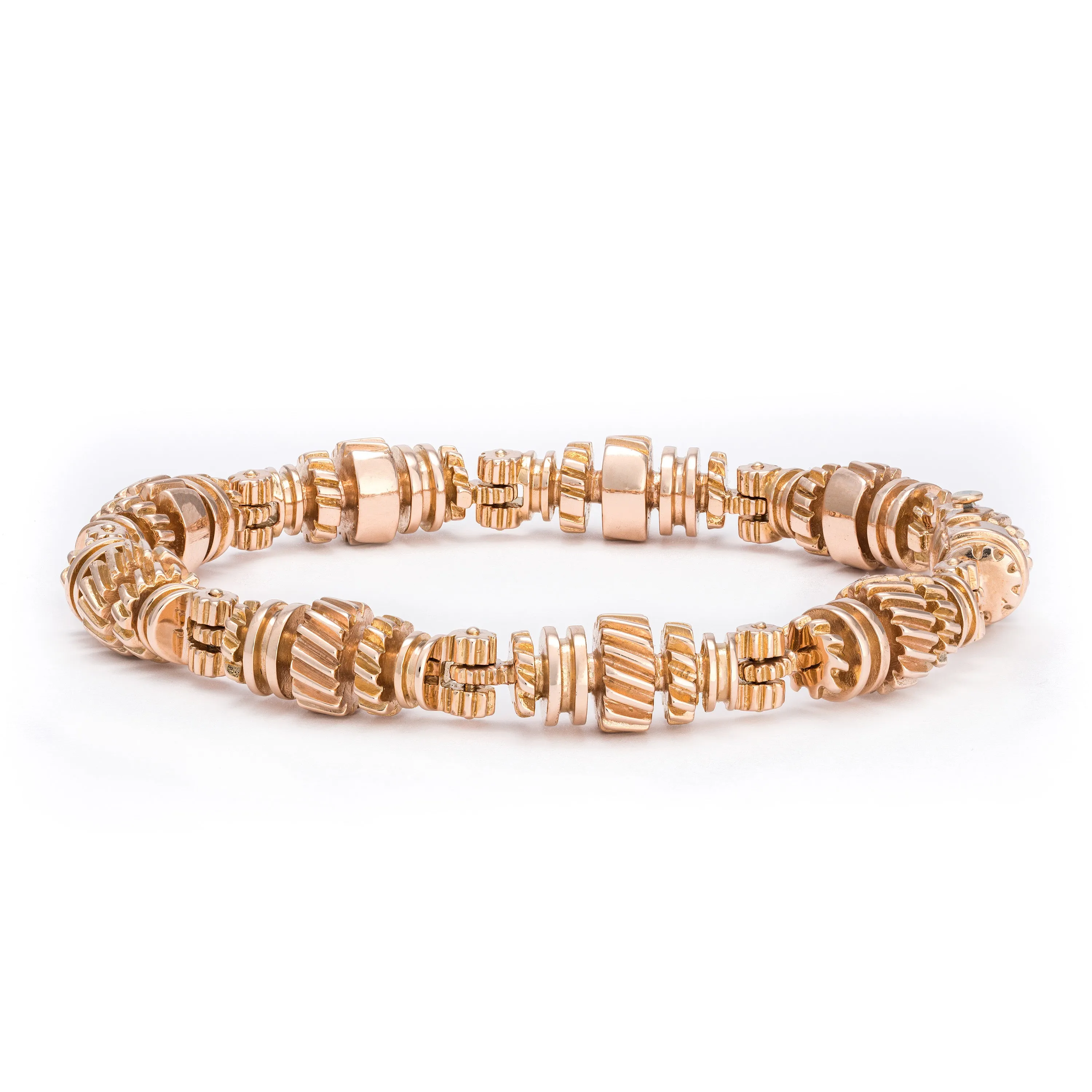 NB105 Noble Rose Gold Hand-chiseled Gear Bracelet