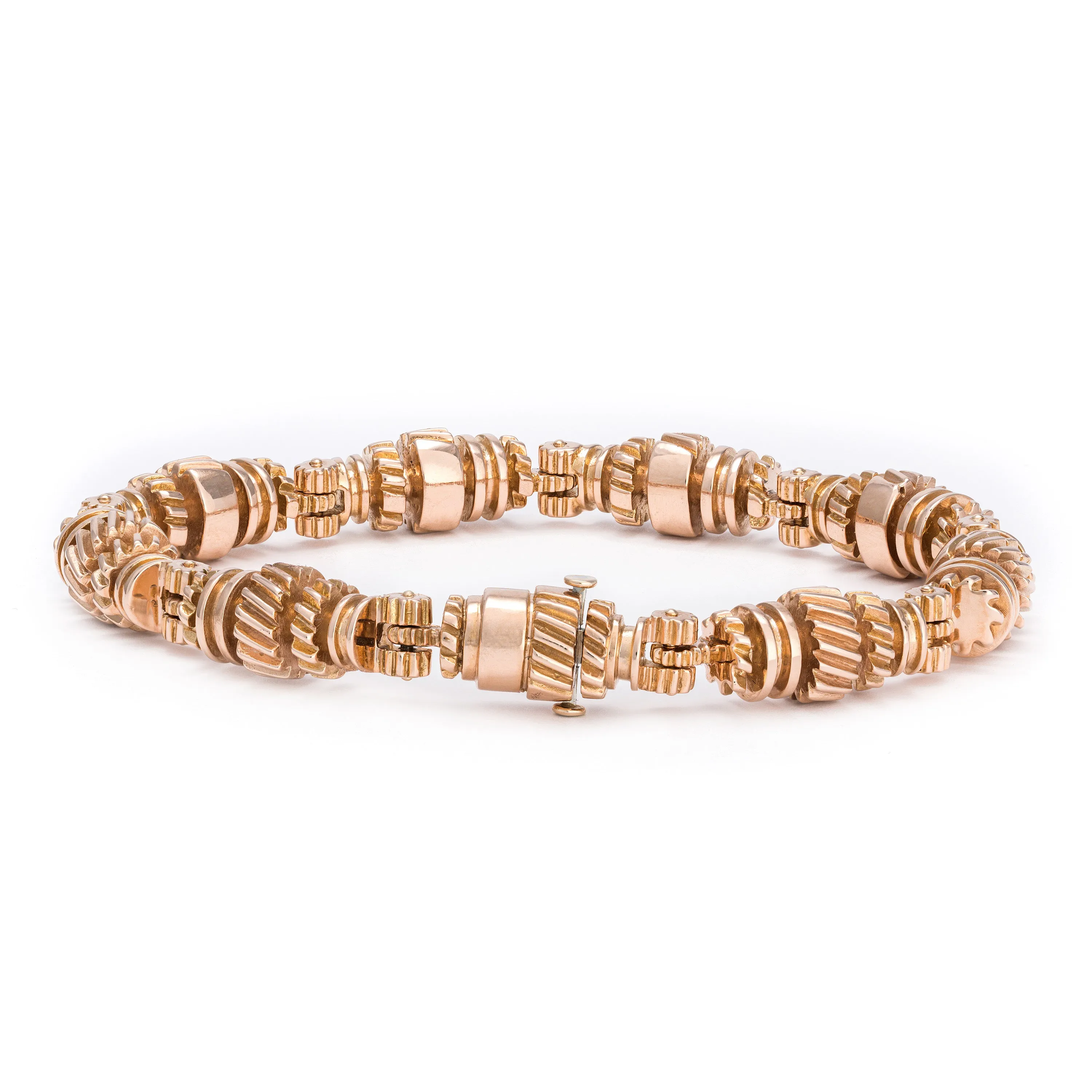 NB105 Noble Rose Gold Hand-chiseled Gear Bracelet