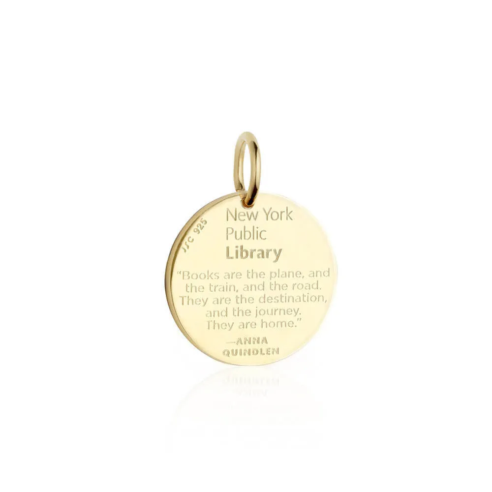 New York Public Library Tag Charm Gold