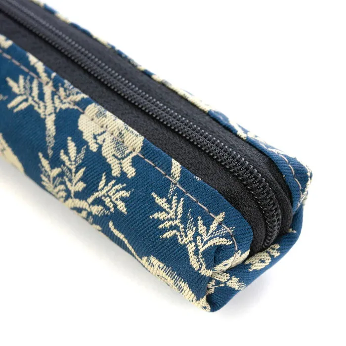 Nishijin-ori Pencil Case - Bamboo Groves and Cats / Navy - ,  Made in Kyoto, Japan,  Japanese traditional craft pen case