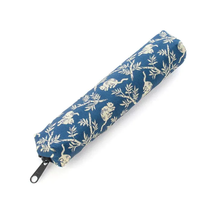 Nishijin-ori Pencil Case - Bamboo Groves and Cats / Navy - ,  Made in Kyoto, Japan,  Japanese traditional craft pen case