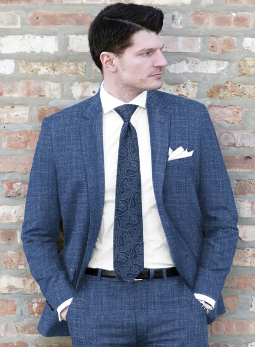 Noble Blue Wool Silk Linen Suit