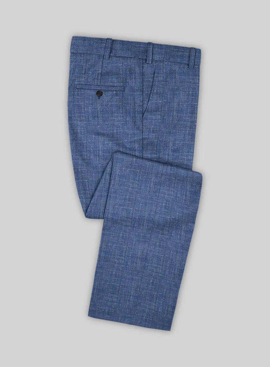 Noble Blue Wool Silk Linen Suit