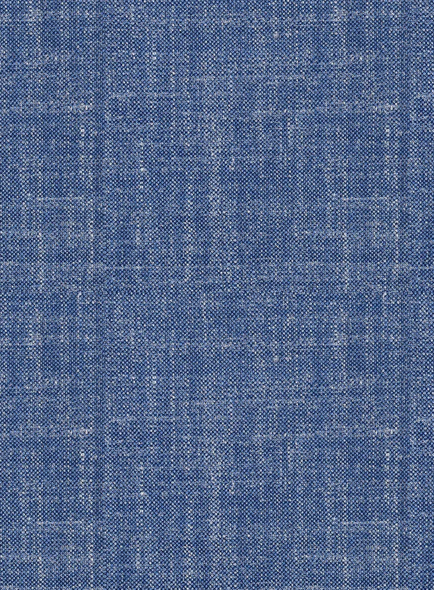 Noble Blue Wool Silk Linen Suit