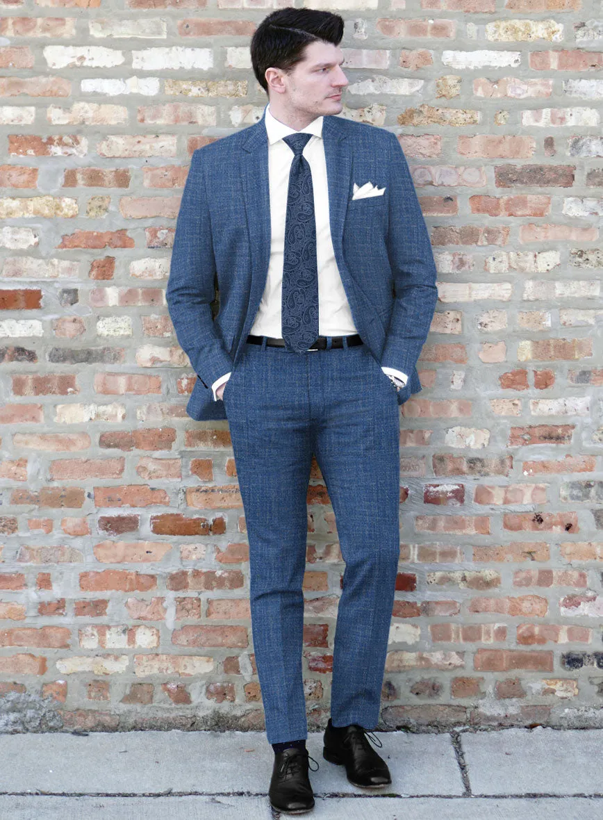 Noble Blue Wool Silk Linen Suit