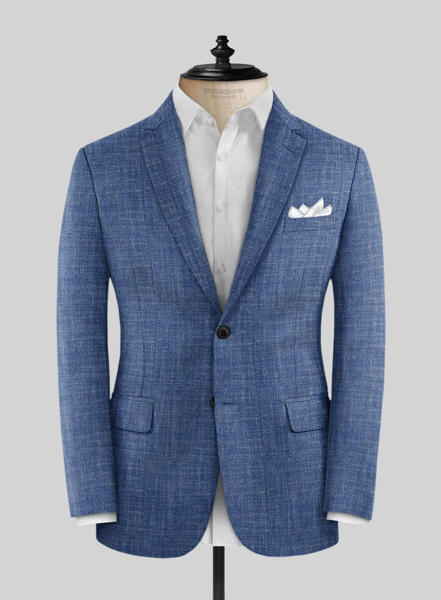 Noble Blue Wool Silk Linen Suit