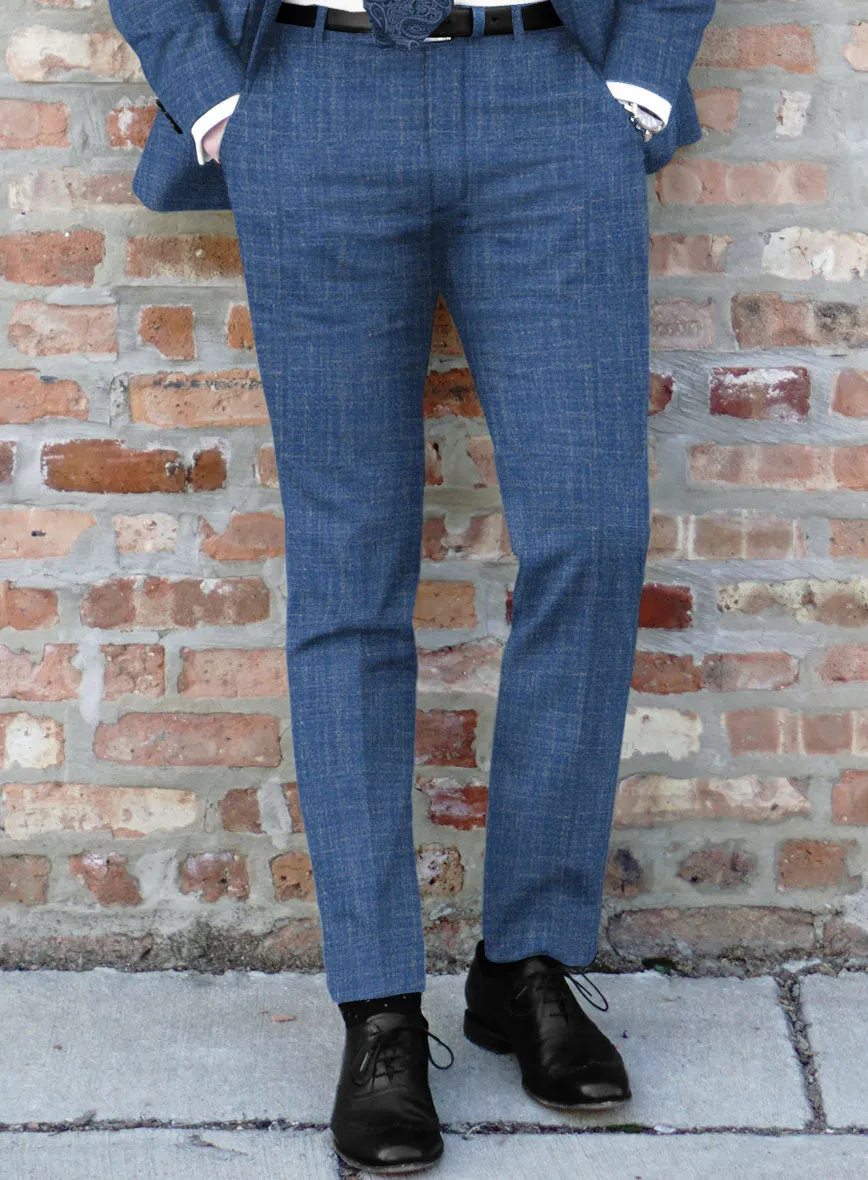 Noble Blue Wool Silk Linen Suit