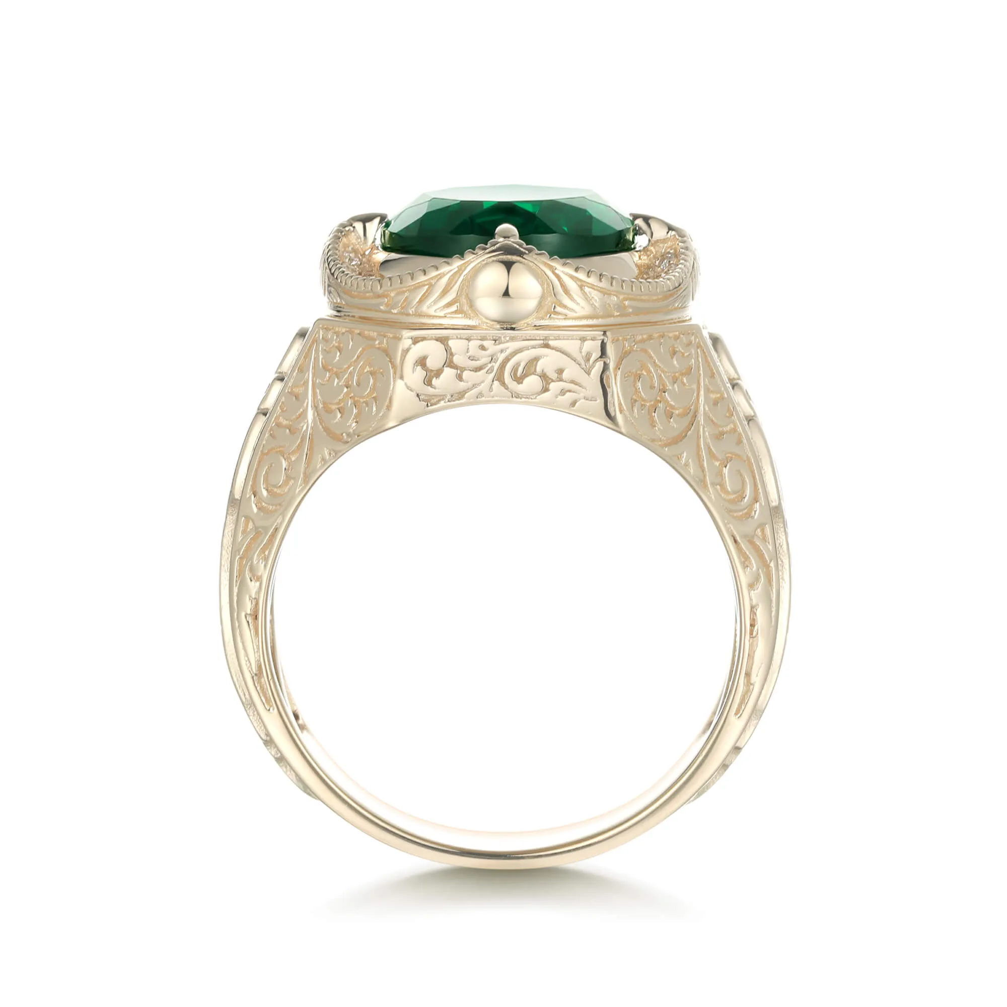 Noble Floral Emerald Ring