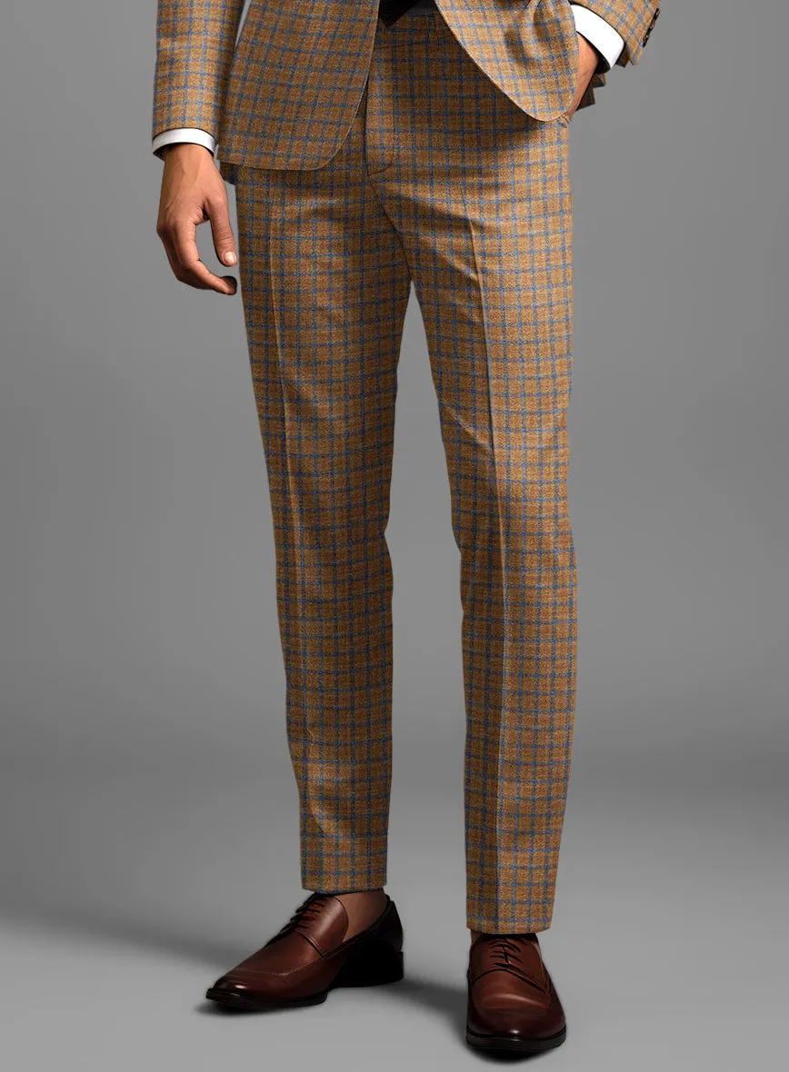 Noble Mustard Check Wool Silk Linen Pants