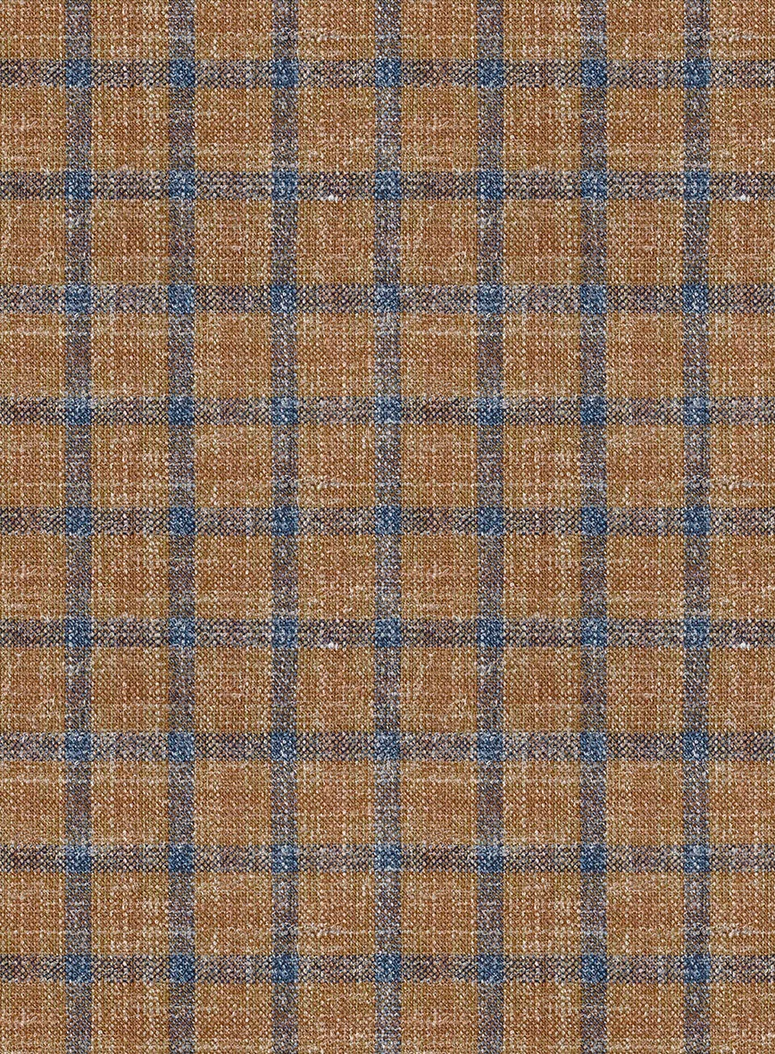 Noble Mustard Check Wool Silk Linen Pants