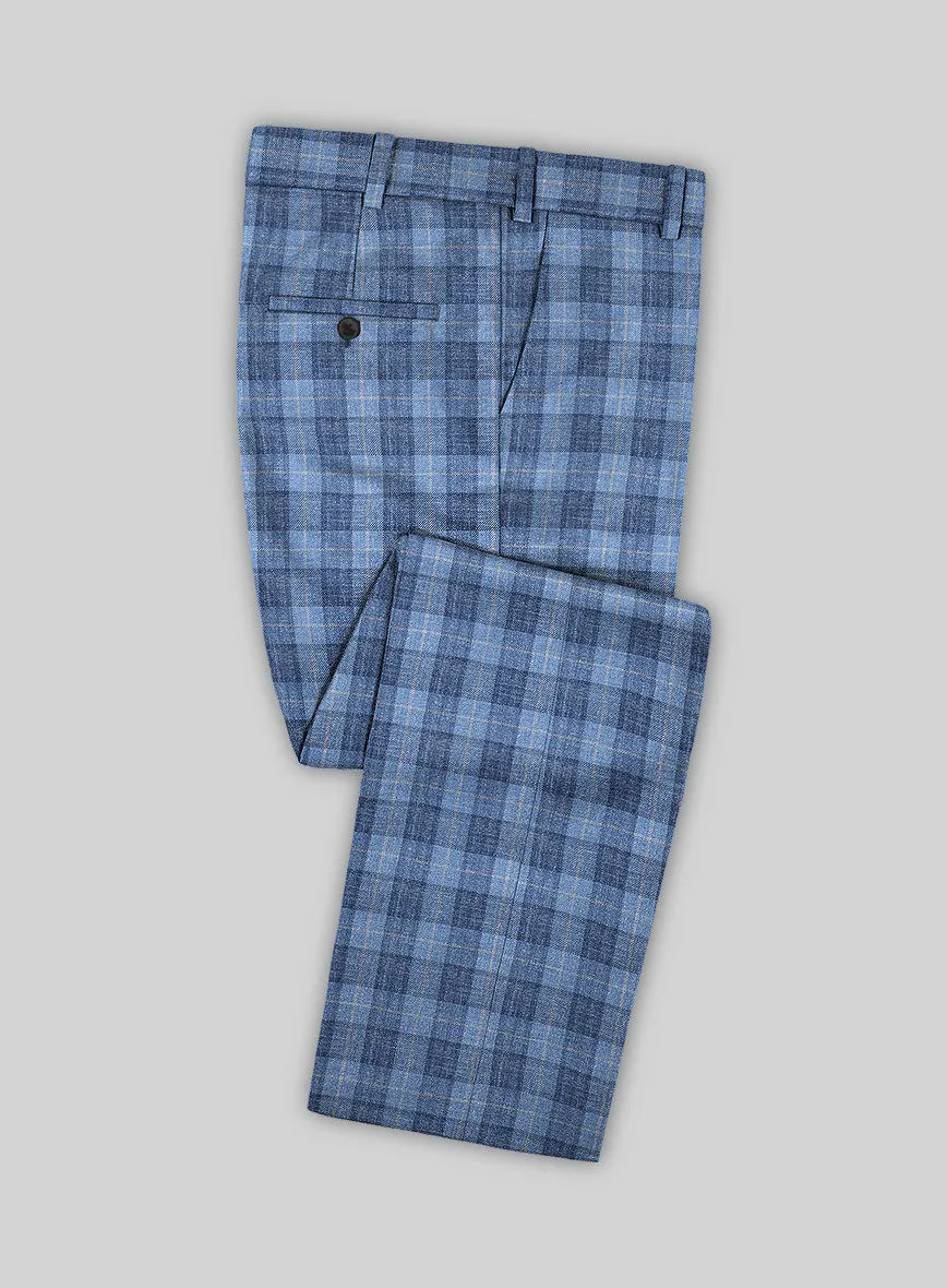 Noble Pilar Blue Wool Silk Linen Suit