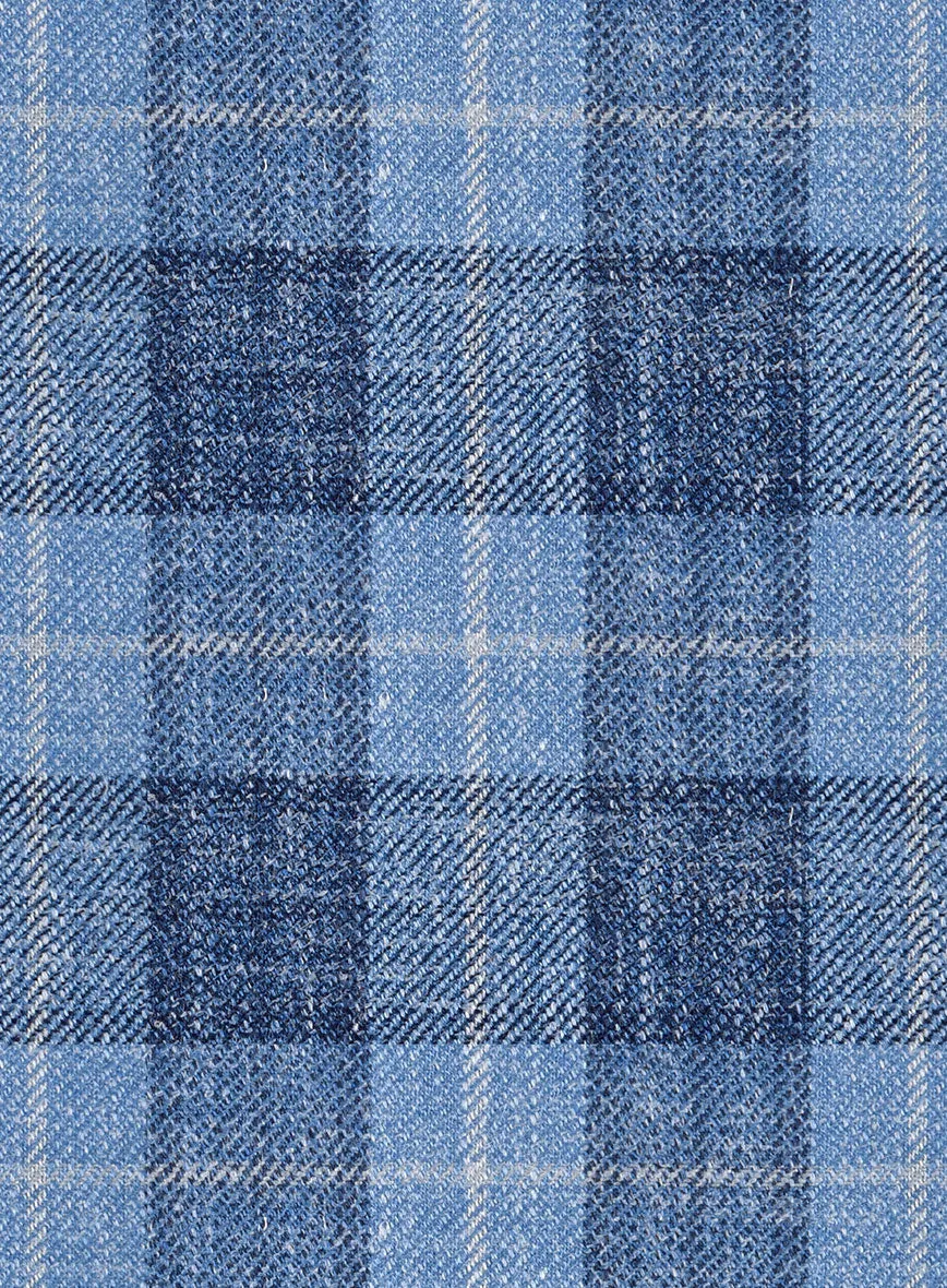 Noble Pilar Blue Wool Silk Linen Suit