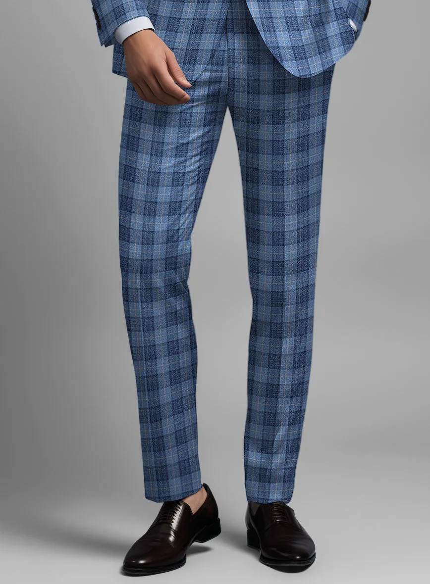 Noble Pilar Blue Wool Silk Linen Suit