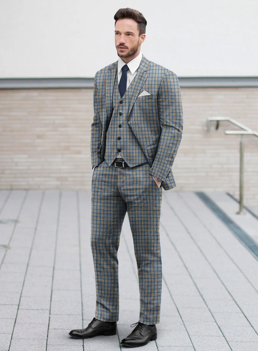 Noble Raquel Blue Wool Silk Linen Suit