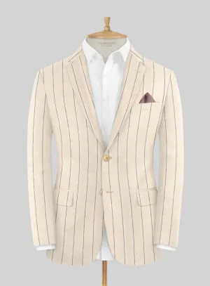 Noble Rosaria Cream Stripe Cotton Silk Linen Jacket