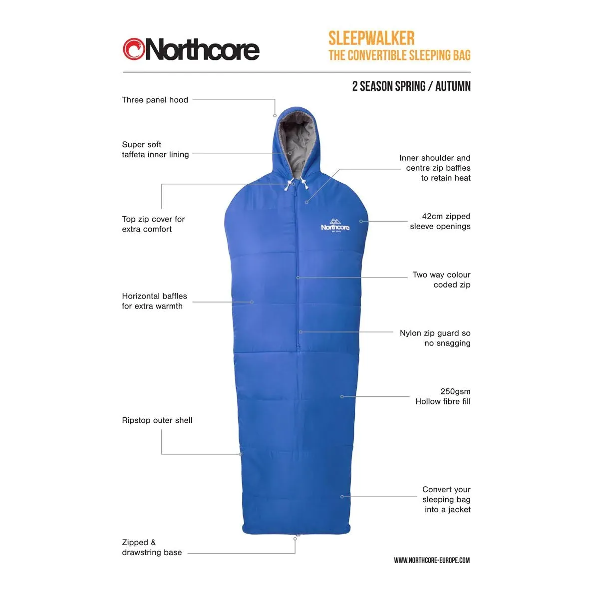 Northcore Convertible Sleepwalker Sleeping Bag