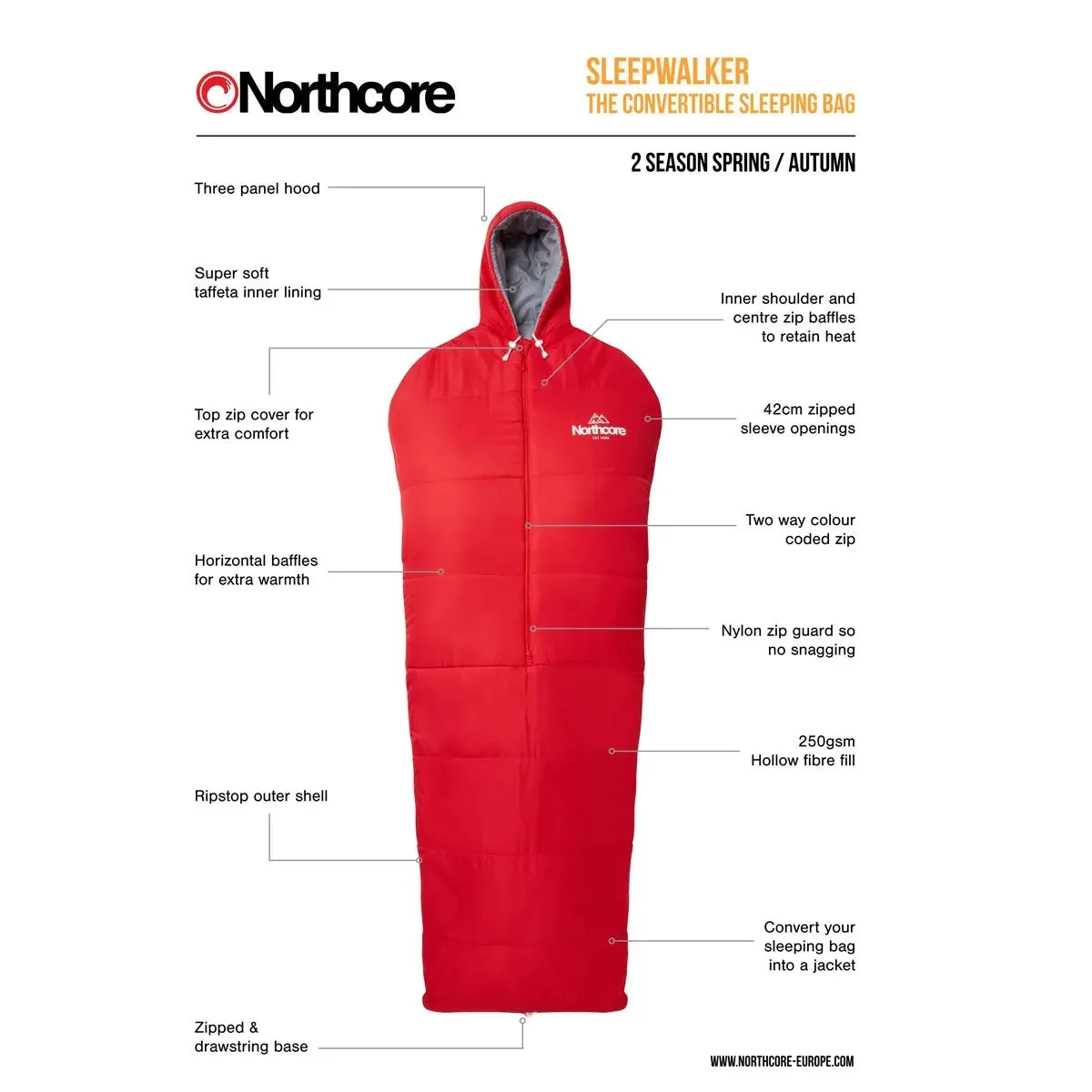 Northcore Convertible Sleepwalker Sleeping Bag