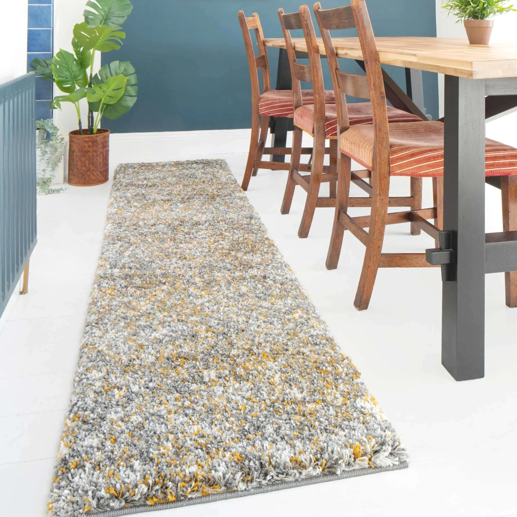 Ochre Luxurious Shaggy Living Room Rug