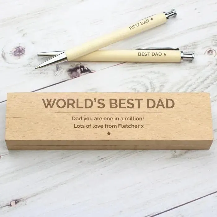 Personalised Classic Wooden Pen & Pencil Box Set