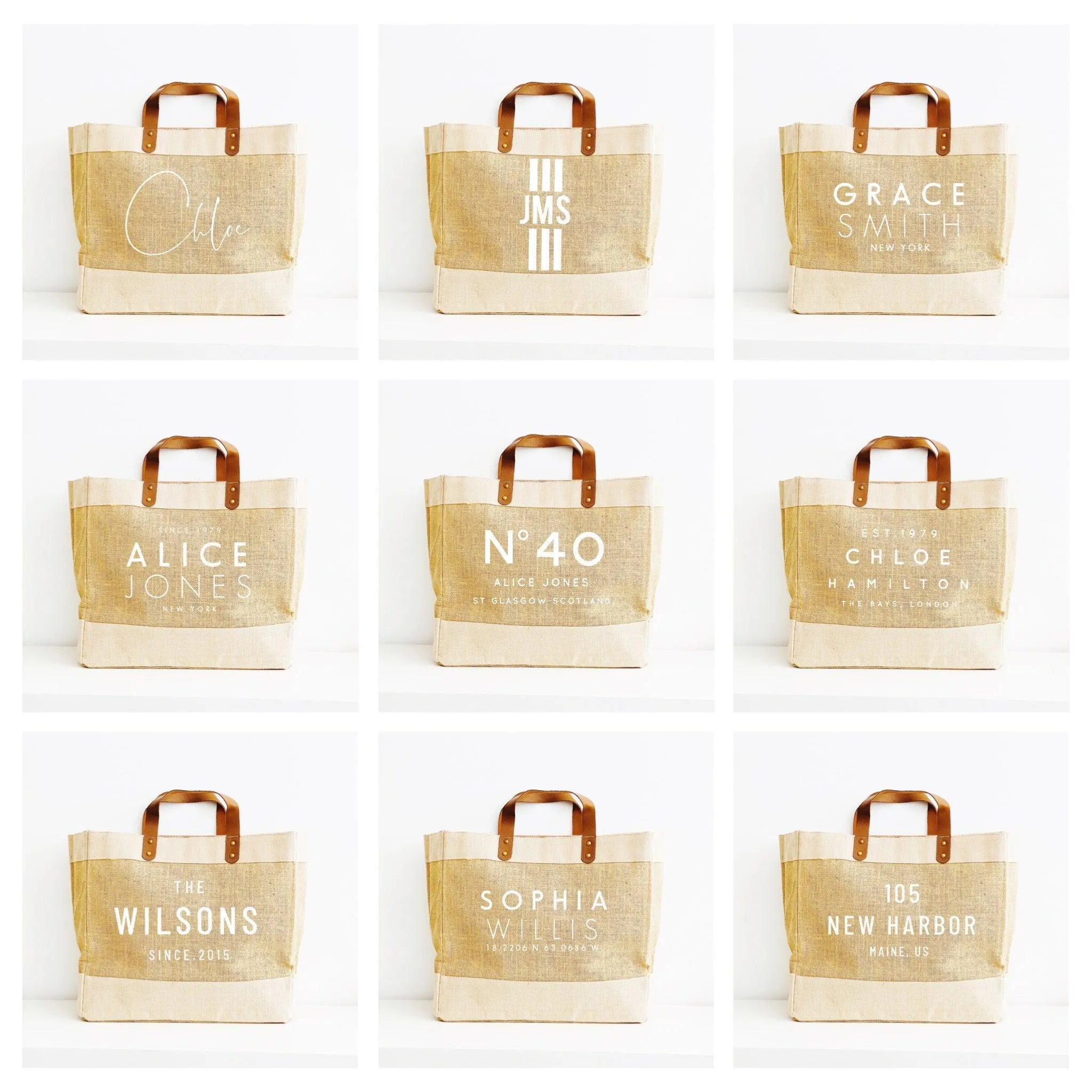 Personalised Jute Tote Bag - Custom name and place