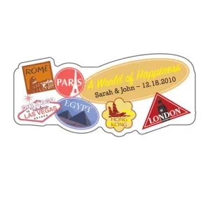 Personalized World of Happiness Wedding Favor Sticker (36 Stickers)