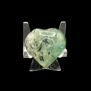 Polished Green Prehnite Natural Heart Palm Stone