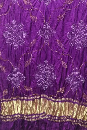 Purple Bandhani Hand Bandhej Pure Gajji Silk Dupatta