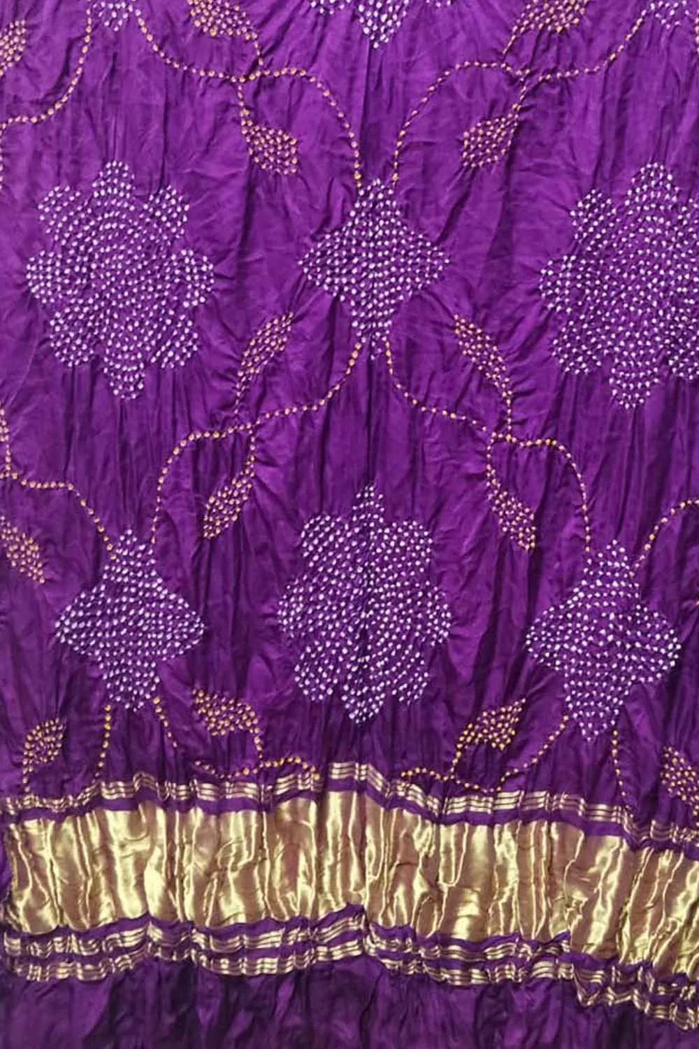 Purple Bandhani Hand Bandhej Pure Gajji Silk Dupatta