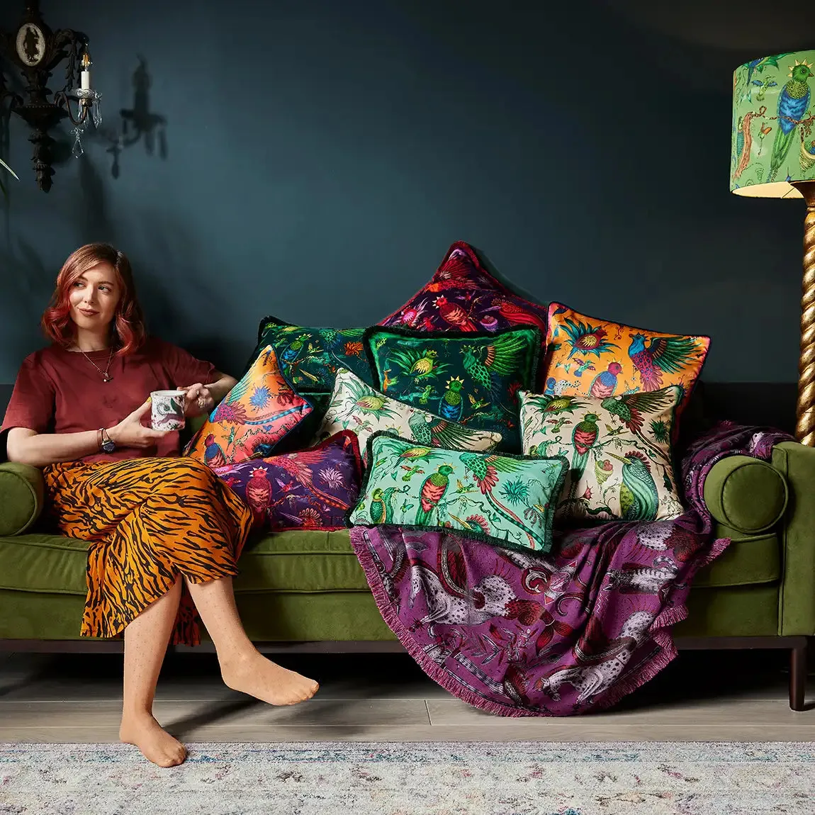Quetzal Luxury Velvet Cushion