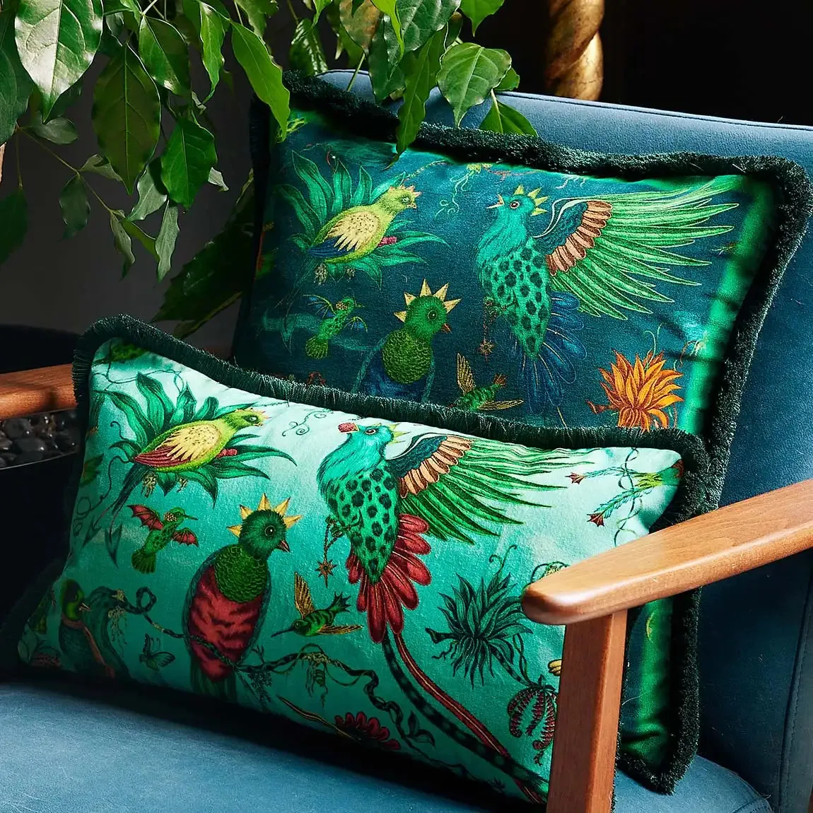 Quetzal Luxury Velvet Cushion