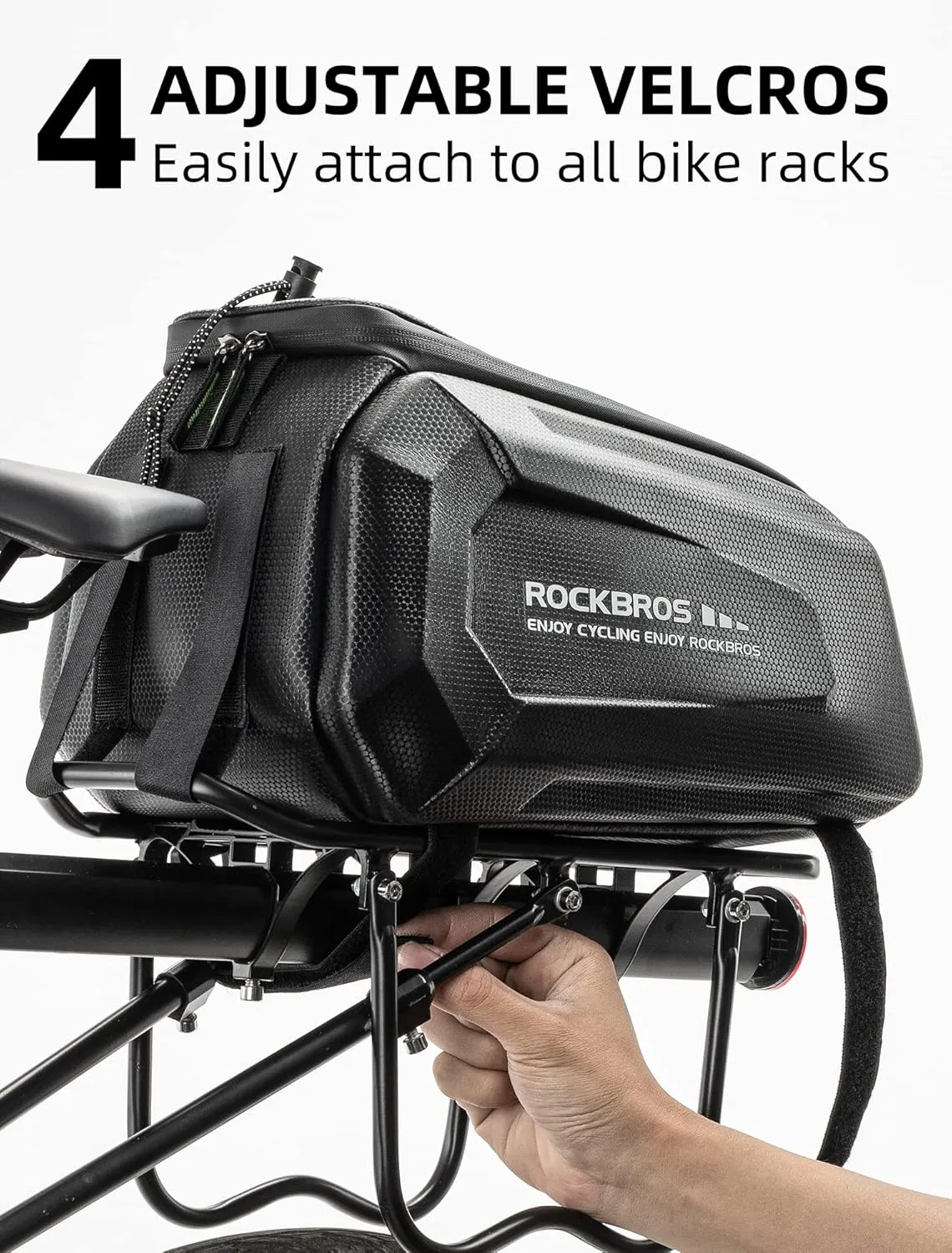 ROCKBROS Hard Shell Bike Rack Bag Waterproof 9L Capacity with Shoulder Strap