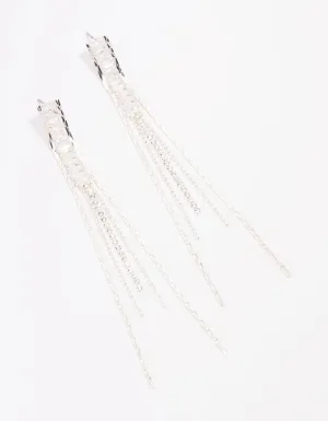 Silver Diamante Cupchain Drop Earrings