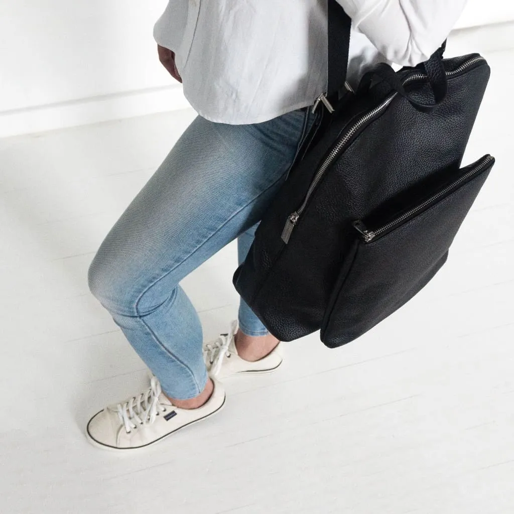 Singing in The Rain Shoulder/Backpack Bag Black Nappa Leather by Mary and Marie