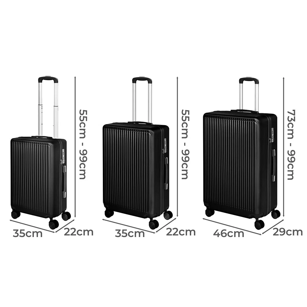 Slimbridge Luggage Suitcase Trolley Black 3pc 20" 24" 28"