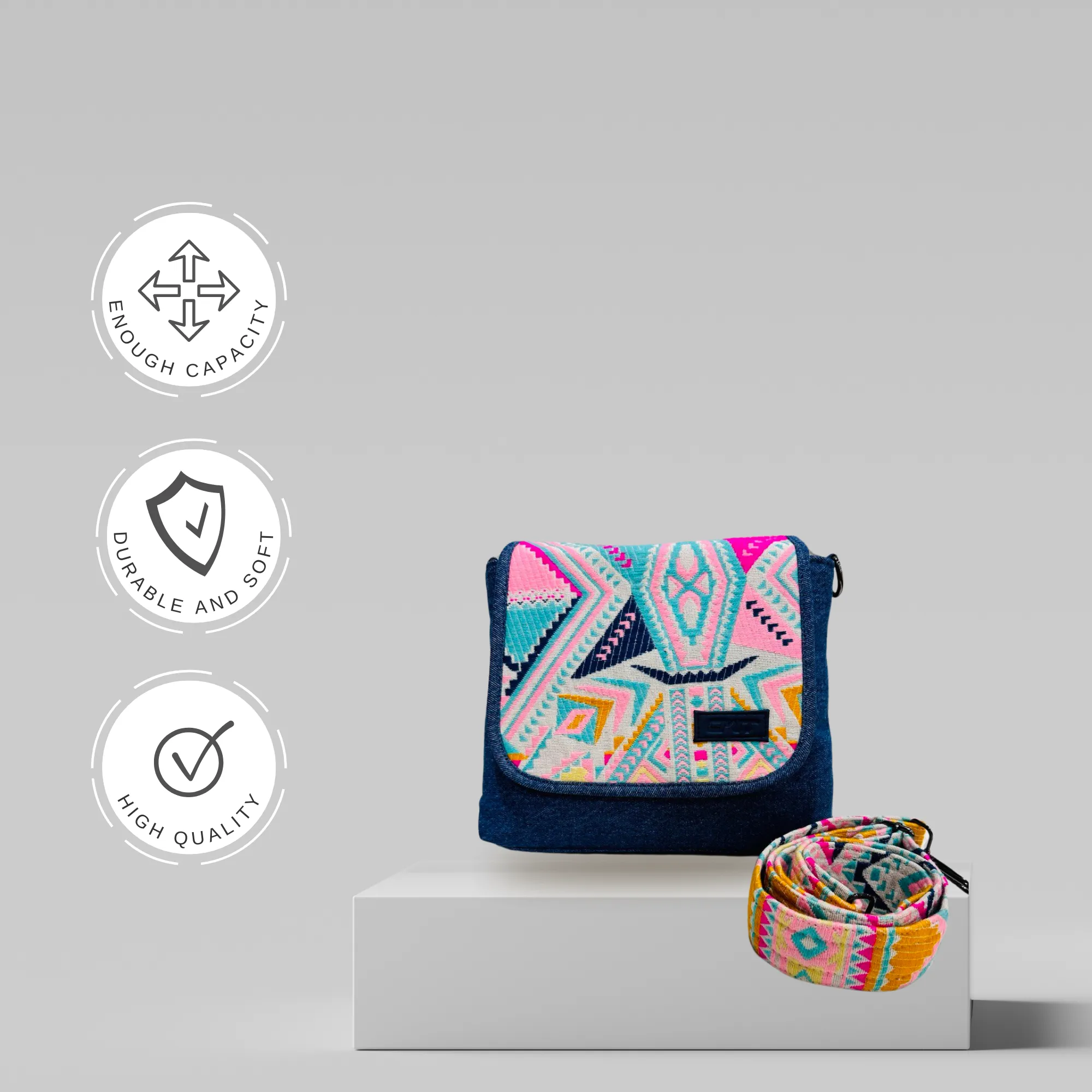 STYLISH BLUE DENIM CROSS BODY BAG-B2