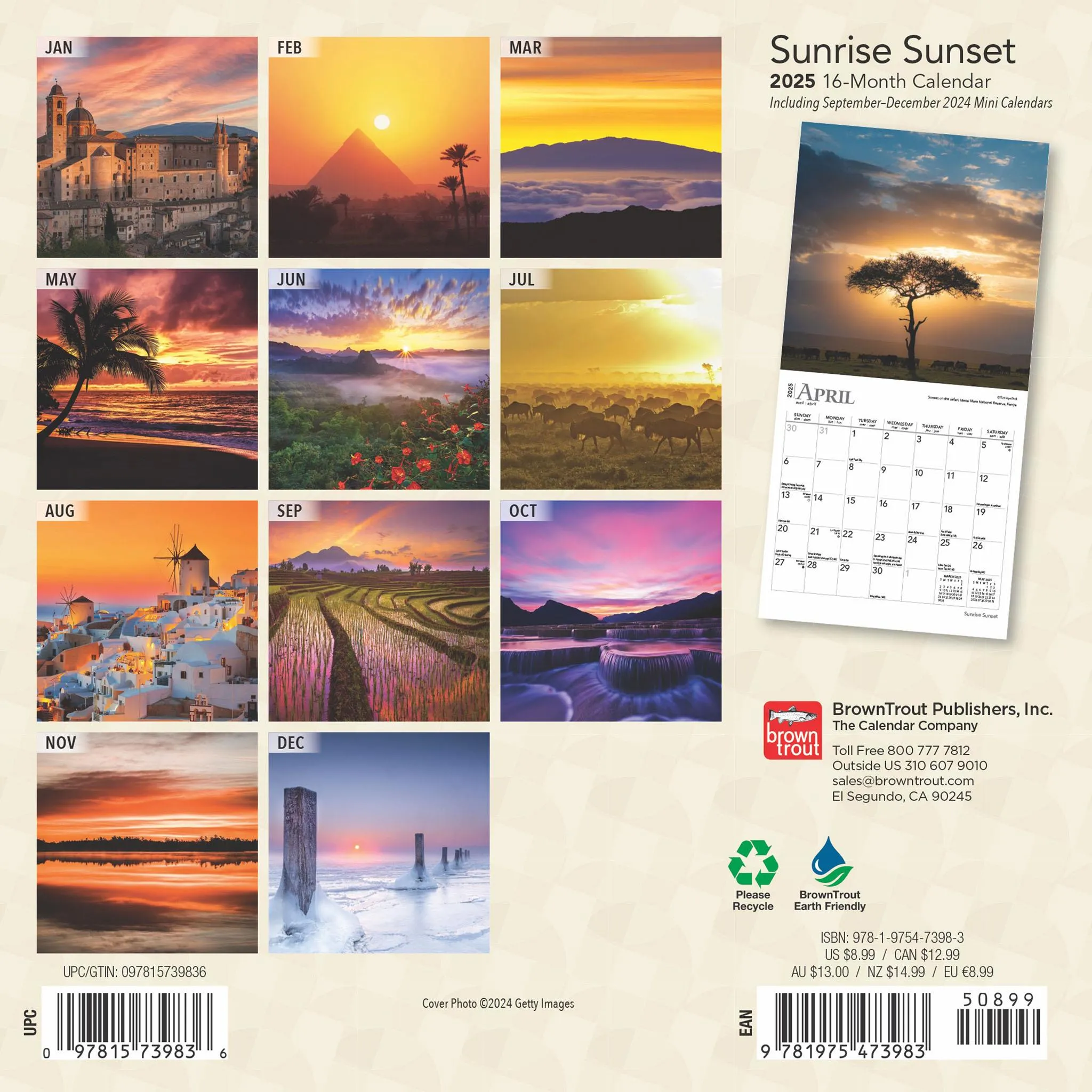 Sunrise Sunset Mini 2025 Calendar - Online Exclusive